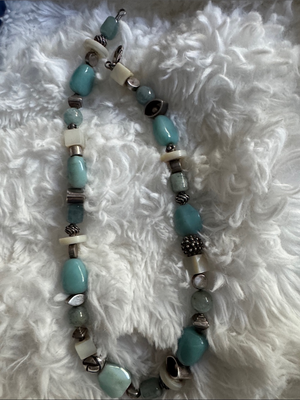 Vintage blue stone & German silver Necklace - Women's Jewelry
